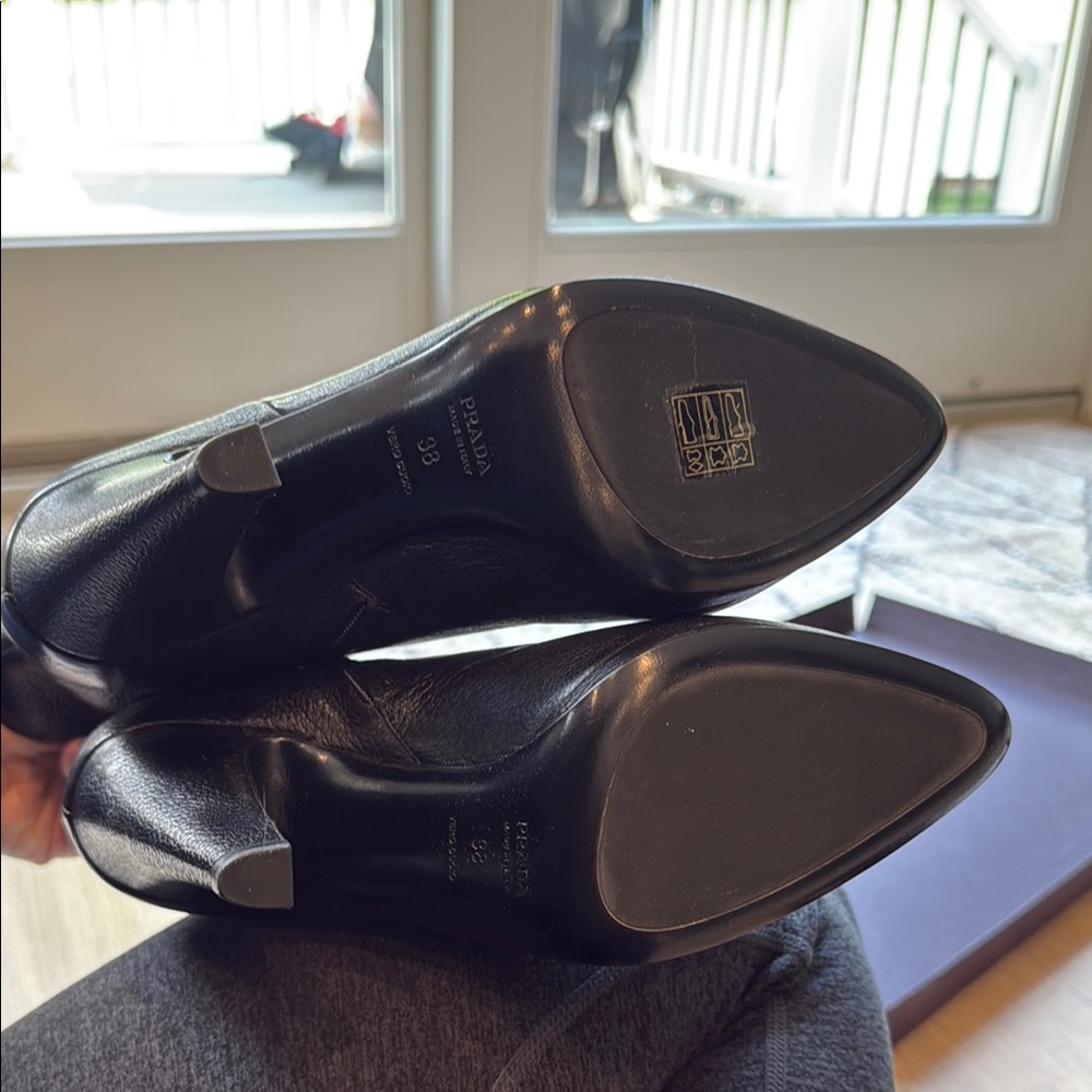 New in Box Prada Cervo Antic heeled Black Leather Women's Boots sz 38 - Picture 4 of 8